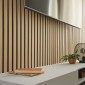 Wooden Slat Wall - Vertigo Slim - 250 x 30 x 1cm - Classic Oak - Black Felt