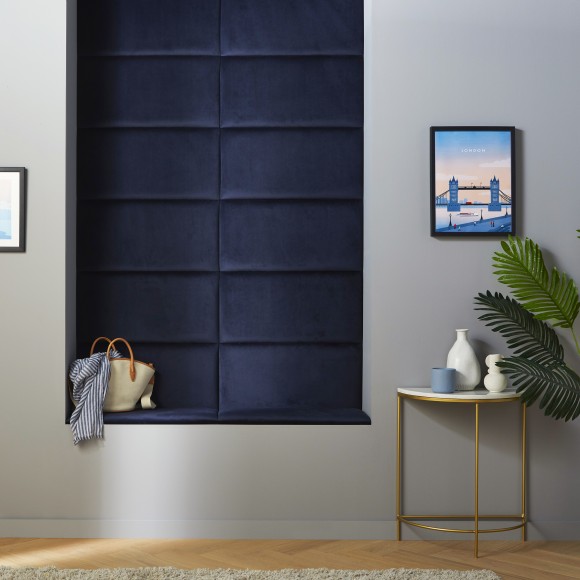 Upholstered Headboard Panel - 60 x 30cm - Deep Blue