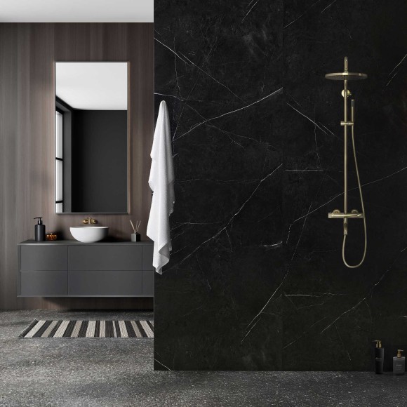 VERTIGO I Panneau douche SPC - Black Marble