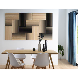 Panneau Acoustique Mural - Chêne Wit - 260 x 60 cm - Panneau Mural en Bois  - Matériau